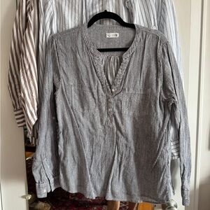 Carve Designs Dylan Gauze Black and White Striped Casual Shirt MD